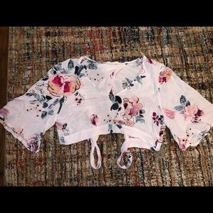 ILLA ILLA -  floral print tie-back cropped blouse